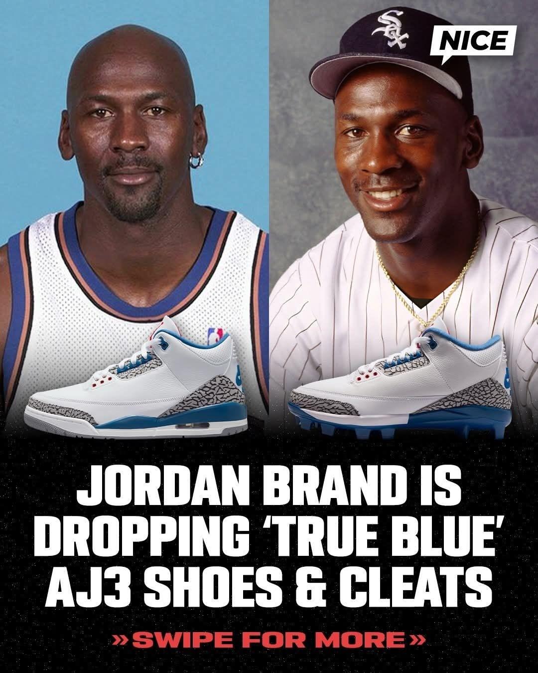 爷青回!AJ3「真蓝」篮球鞋+棒球钉鞋双杀上线!